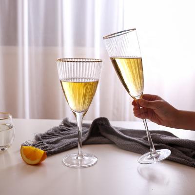 China New Classic/Postmodern SJ Glassware Tulip Phnom Penh Glasses Hammered Italian Wine Glass Champagne Glass Phnom Penh Tumbler Vertical Stripe Wine Glass for sale