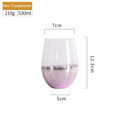 China Egg-Shaped Electroplating Glass Juice Drink Mousse Cup Water Eco-Friendly Glassware SJ Cup Belly Glass Starry Rainbow Starry Sky Cup for sale