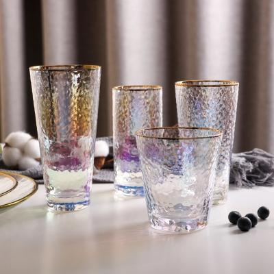 China SJ Creative Phnom Penh Eco-friendly Glassware Hammered Glass Cup Nordic Color Juice Cups For Home Use Glass Color Breakfast Cup for sale