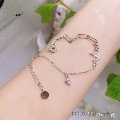 China FASHIONABLE Custom Jewelry Lightning Shape Women Bracelet Narrow Straps Rhinestone Chain Female Jewelry Necklace Sterling Steel Sterling Silver for sale