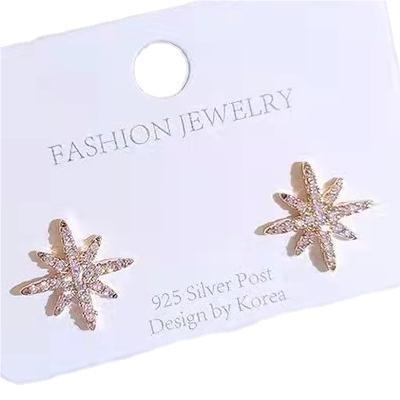 China TRENDY Customs Fine Jewelry Earrings Women Stainless Steel Accessories Diamonds Stars Elegant Ladies Fine Jewelry Earrings for sale