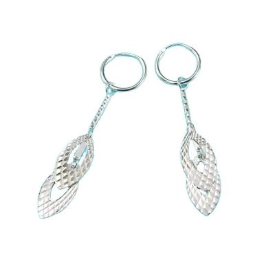 China TRENDY Custom Fine Jewelry Earrings Women Stainless Steel Accessories Diamonds Feather Elegant Ladies Fine Jewelry Earrings for sale