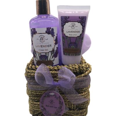 China Moisturizer Spa Natural Plant Home Spa Products Grass Basket Lavender Bath Gift Sets Bath Sets Bath Spa Gift Sets for sale