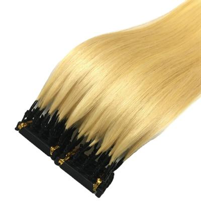 China New Type 6D Real Hair Extension Silky Straight Hair Silky Straight Premium Natural Wave Bundle for sale