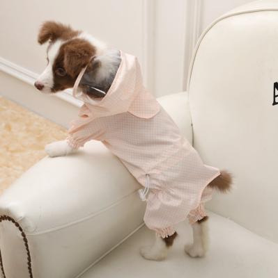 China Qiqu Sustainable Pet Manufacturer Wholesale KOREAN Quadruped Waterproof Dustproof Puppy Clothes POLKA DOT Raincoat In Summer for sale