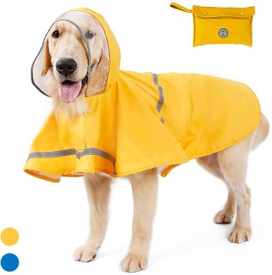 China Viable Dog Poncho Waterproof Adjustable Pet Raincoat Hooded with reflective branding available in all seasons for sale