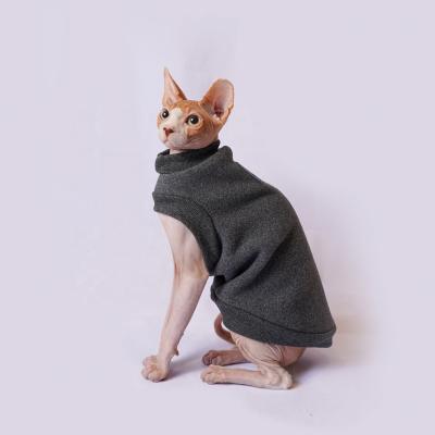 China Fleece Maker Pet Qiqu Top Coat Without Sustainable Clothing Run For Sphynx Cat Devon Rex & Peterbalds Clothes | Grey for sale