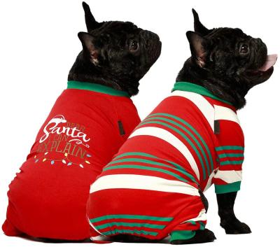 China Sustainable Pet Dear Qiqu Santa I Can Explain 2-Pack 100% Cotton Dog Christmas Pajamas For Pet Clothes Doggie Holiday Onesies Costumes for sale