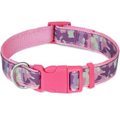 China Qiqu Padded Soft Comfortable Pet Pink Dog Collar Adjustable Collars With Bow For Small Medium Large Dogs Walking for sale