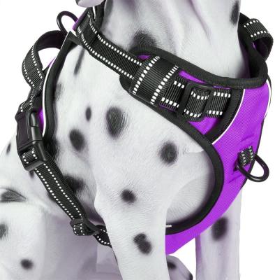 China Qiqu Padded Pet No Pull Dog Harness Reflective Vest with 2 Leash Attachments and Easy Control Handle for Small Medium Large Dog for sale