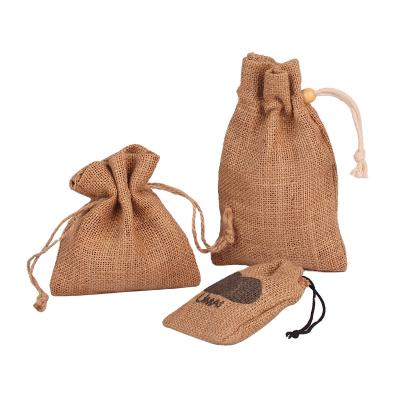 China Jute Handled Bags For Coffee And Cocoa Jute Gift Pouch With Logo Custom for sale