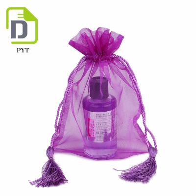 China Use for jewelry promotion cheap custom custom organza purple plain bag wrap with ribbon string with tassel for sale