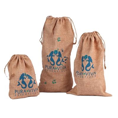 China Eco-Friendly Gift Jute Gift Bags Drawstring Jute Christmas Jute Bags Small Pouch for sale