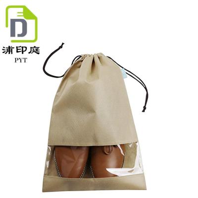 China China Handled Bag Shoes Cheap Nonwoven Tote Bag With PVC Window Drawstring Tote Bag for sale