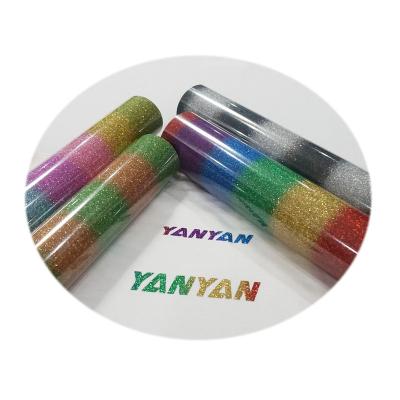 China Rainbow Washable Wholesale Cuttable Glitter HTV Soft Vinyl Film Rolls Pack Heat Transfer For T-shirt for sale