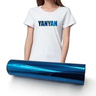 China Yanyan Durable Wholesale Blue Metallic PU Glitter HTV Heat Transfer Vinyl Rolls For Apparel for sale