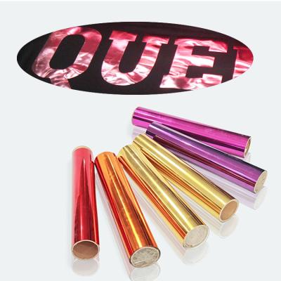 China Custom High Quality PU Heat Press PVC Apparel Textile Vinyl Metallic Roll Film Foil Vinyl Flex For Tshirt Clothing Heat Transfer Logo for sale