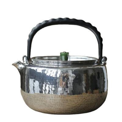 China Viable Chinese High Quality Specialization in Manufacture Pure Handmade Silver Tea Water Kettle for sale