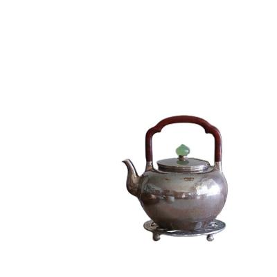 China Sustainable Wholesale 1000ml Customize Pure Handmade Silver Retro Kettle for sale