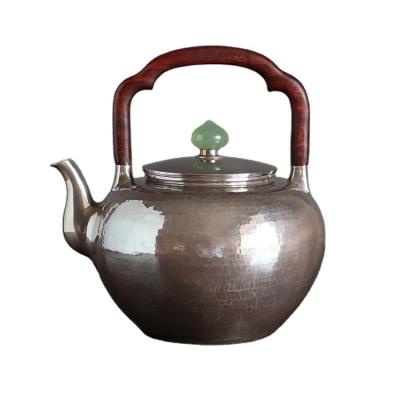 China Sustainable Wholesale Customize Retro Pure Handmade Silver Gas Kitchen Tea Kettle for sale