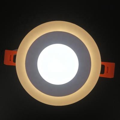 China Hot Sale Cheap Price Long Lifespan LED Panel Light Dual Color OEM Led Lighting Surface or Embedded Round 3+3W 6+3W 12+4W 18+6W Panel Led Light for sale