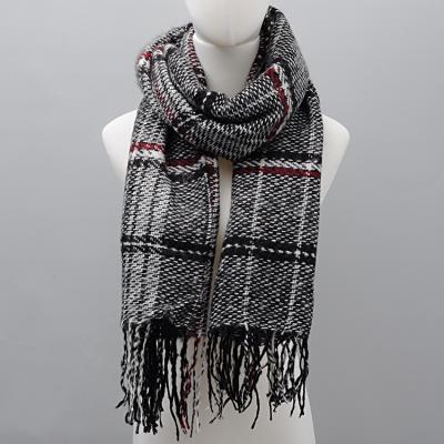 China High Quality 100% Acrylic Plaid Print Scarf Winter Keep Warm Tassel Scarf Blanket For Scarf Women for sale