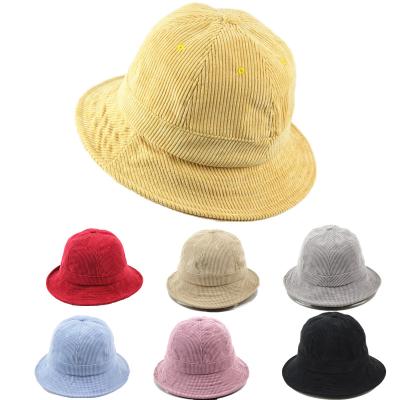 China Custom Embroidery Logo Corduroy Bucket Hat Fashion Color Bucket Hat Pure Corduroy Bucket Hat for sale