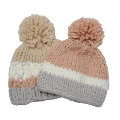 China JOINT factory wholesale ladies knitted hat Three-color stitching woolen hat warm hat classic wholesale for sale