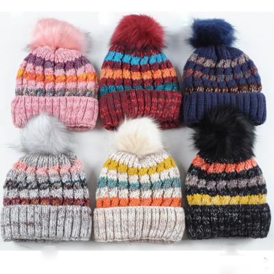 China COMMON 6 Colors Available Unisex Hat Winter Knitted OEM Beanie Hats Knitted Hat With Pom for sale