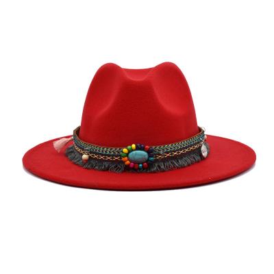 China Summer Wide Brim Wool Fedora Retro Panama Fedora Styles Elegant Wide Felt Party Hats for sale