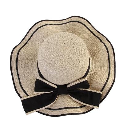 China Wholesale New Fashion Fashion Ladies Sun Hat Ribbon Bow Summer Sun Protection Hot Straw Hat for sale