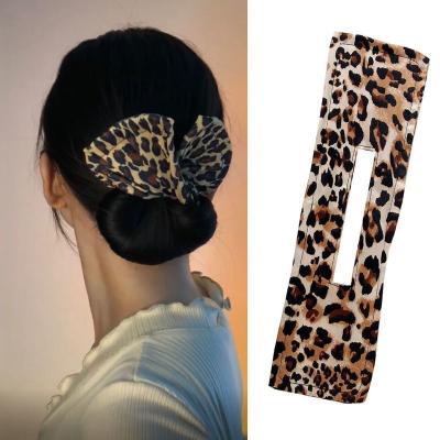 China 2021 fashion women tied bun print skillful leopard hair bun fashion skillful hair band summer hair bun skillful maker for sale