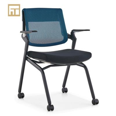 China Langfang Mesh Conference Room Folding Office Chair Wheel Comfort Foldable Training Chair for sale