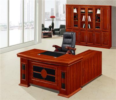 China classic panel l shape desk Anti-water woodenfurniture HDF hutch only with side cabinet with drawer office furniture for sale