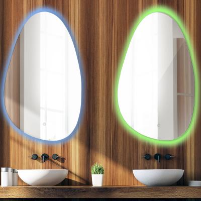 China Wind Modern Irregular Shape Magnifying Mirror Colorful Gradient Led Backlit Smart Cosmetic Mirror for sale