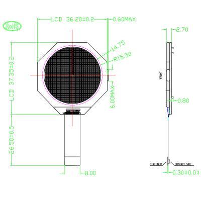 China 128x128 Custom TFT LCD Graphics Module Round 1.1 Inch LCD Display for sale