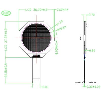 China 128x128 FSTN Custom Graphic Round TFT Display For Smart Watch 1.1 Inch for sale