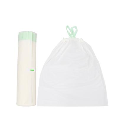 China BIODEGRADABLE Biocompostable PLA Cornstarch Drawstring Waste Bag Kitchen Household Compost Drawstring Roll Degradable Waste Bag for sale