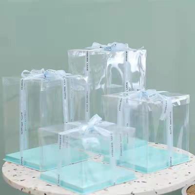 China Factory wholesale custom high-grade disposable double layer 8inch plastic transparent cake box for sale