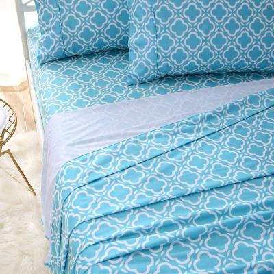 China Customized Microfiber Flannel Sheet Set -Luxury Printed 4 Piece Bedding Collection for Hotel for sale