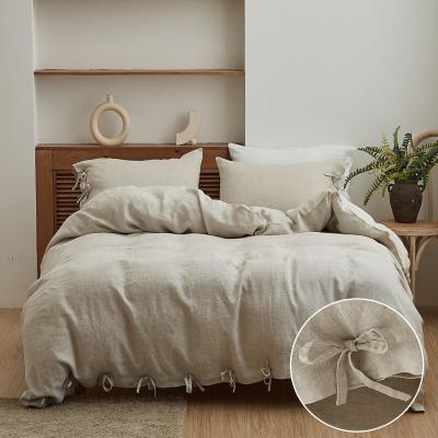 China Solid Color 100% Linen Duvet Cover Set 3pcs Customizable Design for sale