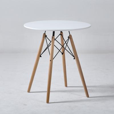 China Color Options Round Table MDF Table Wholesale White Dining Table With Wooden Legs Beech Wood Leg Chair for sale