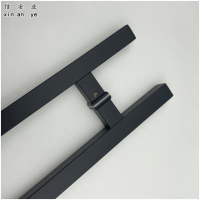 China Modern Glass Door Handle Stainless Steel Square Tube Wooden Door Handle Black for sale