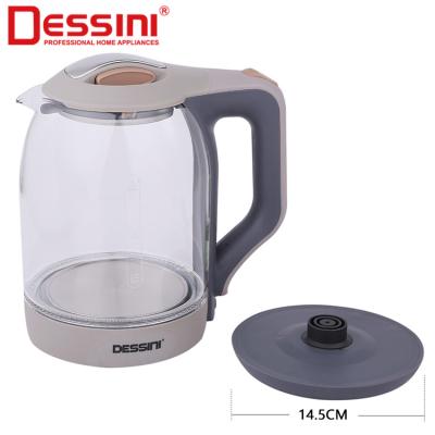 China 360 Degree 1.8l Base DESSINI Kitchen Appliances Water Heater Household Electric Glass Kettle Rotation Wholesale Home Teapot for sale