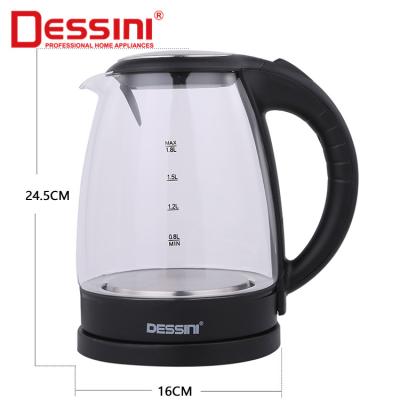 China 360 Rotation High Quality Home Water Heater Household Electric Glass Kettle 1.8l Degree Base DESSINI Kitchen Appliances for sale