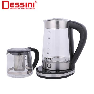 China Popular Designed Portable Glass Electric Kettle 360 ​​Degree Rotation Tea Maker Base DESSINI New Home Appliances for sale