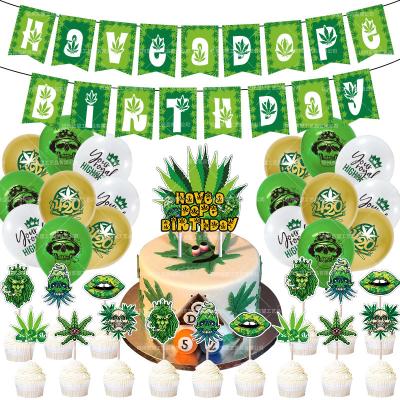 China Funny DIY Plants Hemp Leaves Weed Green Theme Birthday Party Decoration Set Birthday Latex Balloon Kids Party Supplies for sale