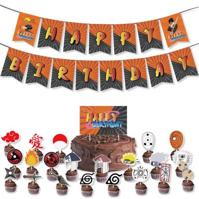 China 48Pcs Cardboard Anime Balloons Set Happy Birthday Banner Cake Topper Baby Shower Party Decor Kids Toys for sale