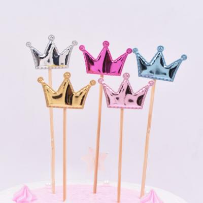 China Wholesale Mirror Flag Cake Decorating PU Flag Star Love Star Dessert Table Five-pointed High Gloss Leather Toothpicks 5pcs Cake Accessory for sale