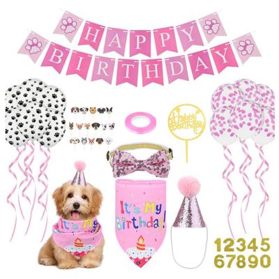 China Cat Dog Birthday Design Scarf Hats Necklace Banner Props Birthday Party Supplies Cardboard Pet Birthday Party Decor Sequin Costume for sale